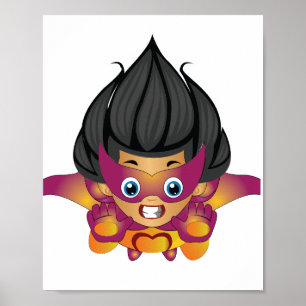 Poster Art numérique volant Superhero Kid Art imprimabl
