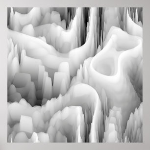 Poster art onde fractale abstraite fond monochrome flou