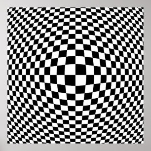 Poster Art Op Art à carreaux noirs et blancs 