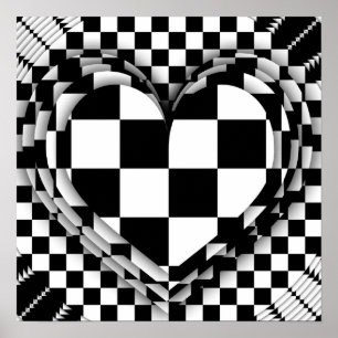 Poster Art op de coeur Checkered