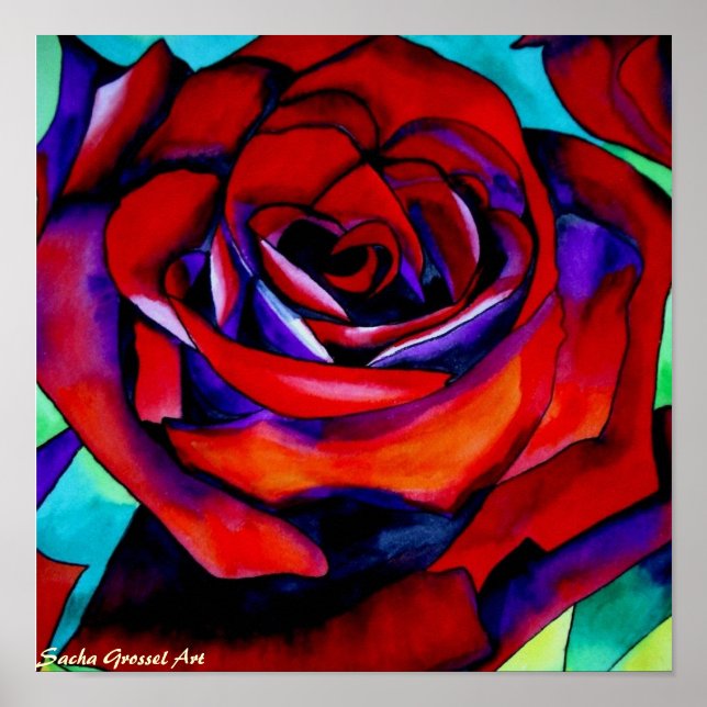 Poster Art original rose de la passion rouge (Devant)