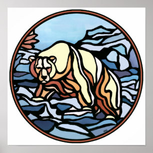 Poster Art Ours Polaire Imprimer Faune Tribale Décor de l
