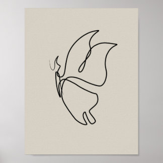 Poster art papillon couleurs pastel art design minimalist