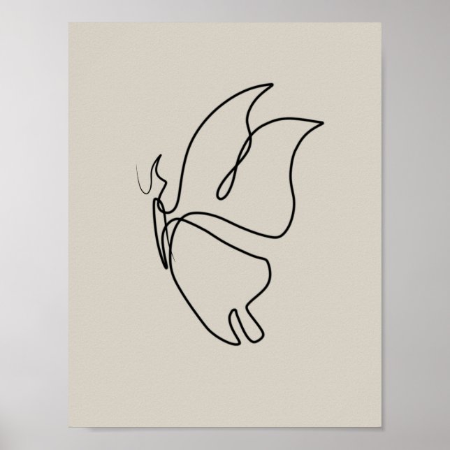 Poster art papillon couleurs pastel art design minimalist (Devant)