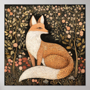 Poster Art Peinture Fox Imprimer Bois Mur Art