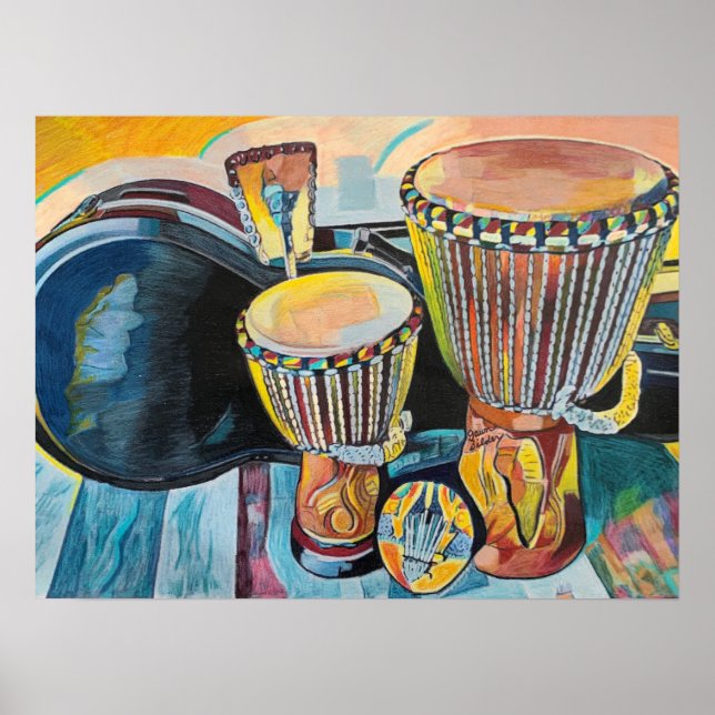 Poster Art Personnalisé Avec Djembes (Devant)