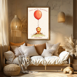 Poster Art personnalisé pour la nurserie – Lionceau et ba