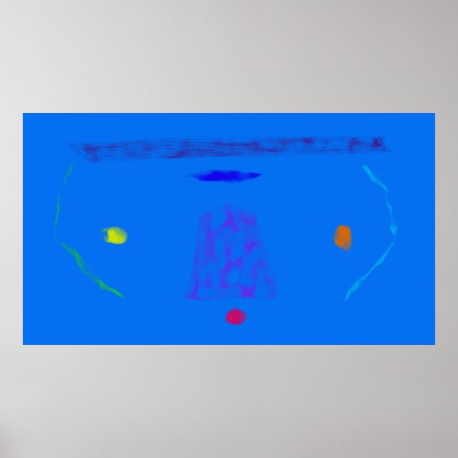 Poster Art Polyvalent Abstrait Minimaliste Bleu Ciel (Devant)