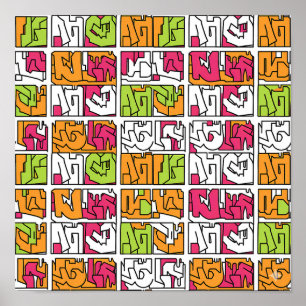 Poster Art Pop Art Graffiti Tissu et Papier Sans Couture