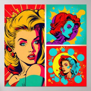 Poster Art pop coloré Art rétro Femmes Art