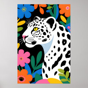 Poster Art Pop Léopard Blanc