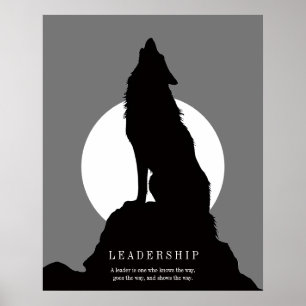 Poster Art Pop Loup Noir Gris Hurlement De Leadership