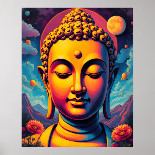 Poster Art pop surréaliste coloré   Bouddha de Guatama