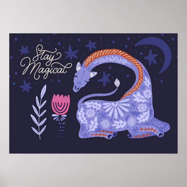 Poster Art populaire de la Giraffe magique (Devant)
