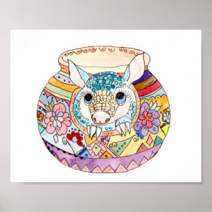 Poster Art populaire hispanique bébé armadillo