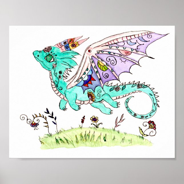 Poster Art populaire hispanique bébé dragon (Devant)