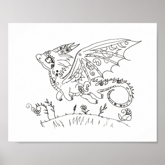 Poster Art populaire hispanique page couleur de dragon de (Devant)