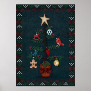 Poster Art populaire moderne Arbre de Noël   L'art de Che