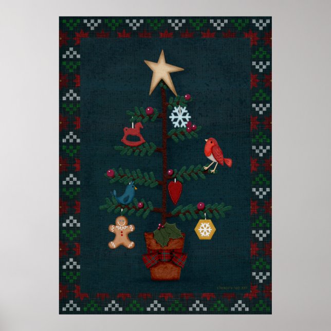 Poster Art populaire moderne Arbre de Noël | L'art de Che (Devant)