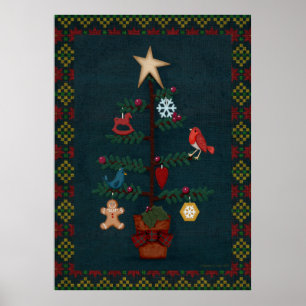 Poster Art populaire Prim Style Noël   L'art de Cherie