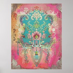 Poster Art populaire suédois Ethnique scandinave vintage