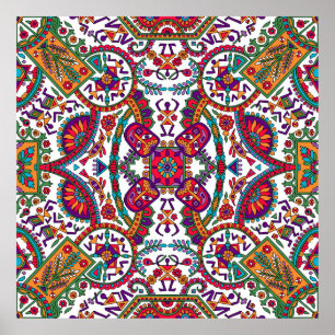 Poster Art populaire traditionnel Allover Designart, ethn
