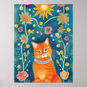 Poster Art populaire Whimsical Tabby Cat