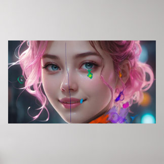 Poster Art Potpourri  Girl Portrait Abstract