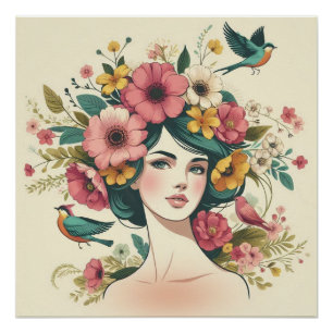 Poster Art Print Birds song in Summer