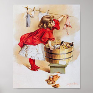 Poster Art Print by Maud Humphrey A Busy Day