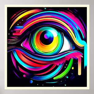 Poster Art Psychédélique Vibrant de l'Œil