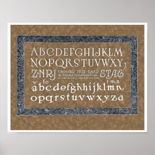 Poster ART RECYCLÉ vintage IMPRIMER "LETTERING ALPHABET"