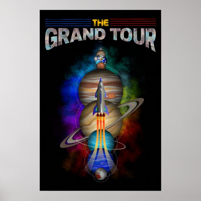 Poster Art rétro de l'espace extra-atmosphérique avec vai (Devant)
