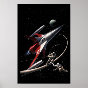 Poster Art Rétro Sci-Fi Fantastique Espace Astronautes