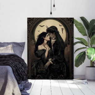 Poster Art romantique victorien sous la lumière de la lun