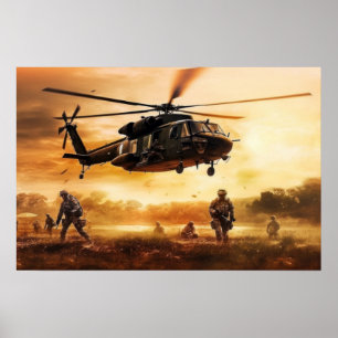 Poster Art scène d'action militaire