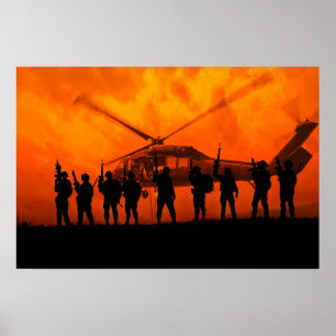 Poster Art scène d'action militaire