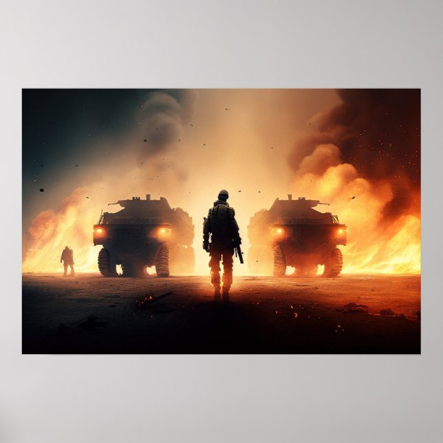 Poster Art scène d'action militaire (Devant)
