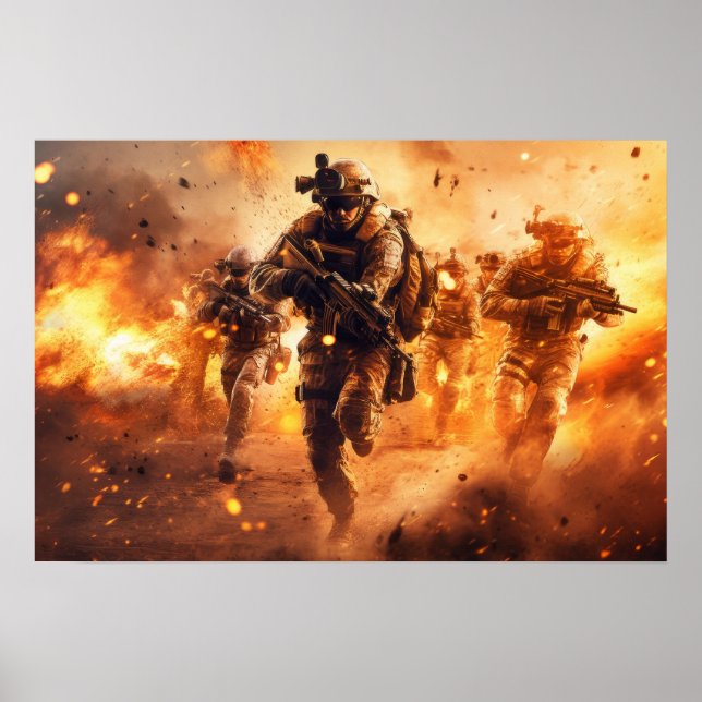Poster Art scène d'action militaire (Devant)