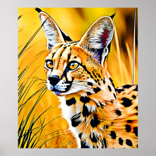 Poster Art Serval Africain