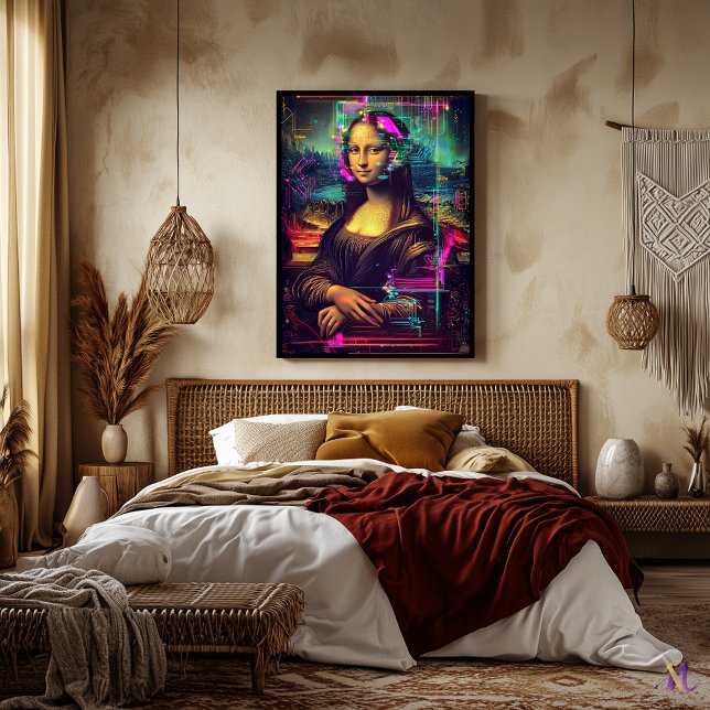 Poster Art synthwave cyberpunk de Mona Lisa (Créateur téléchargé)