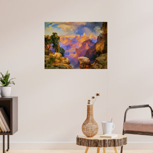 Poster Art Thomas Moran, Grand Canyon avec arc-en-ciel