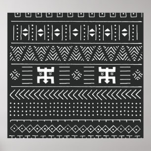 Poster Art Tribal Africain : Géométrique Noir & Blanc