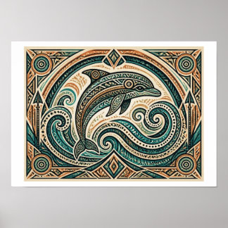 Poster Art tribal de dauphin