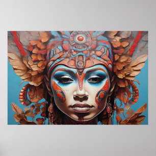 Poster Art tribal fusion abstrait vibrant aztèque