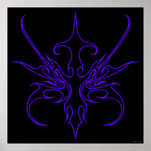 Poster Art tribal noir et violet intense aux lignes marqu