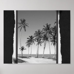 Poster Art tropical noir et blanc Imprimable