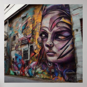 Poster Art urbain sur bâtiment abandonné