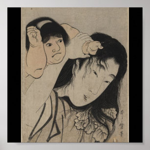 Poster Art-Utamaro japonais Kitagawa 4 d'Affiche-Cru
