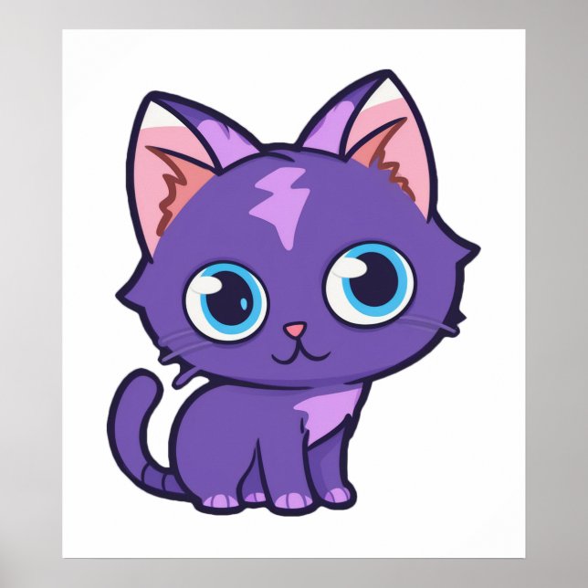 Poster Art vectoriel de chat Anime Violet (Devant)